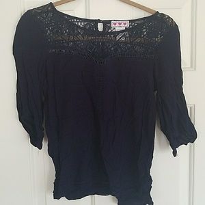 Three Pink Hearts Navy blue shirt